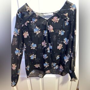 Zara black floral blouse